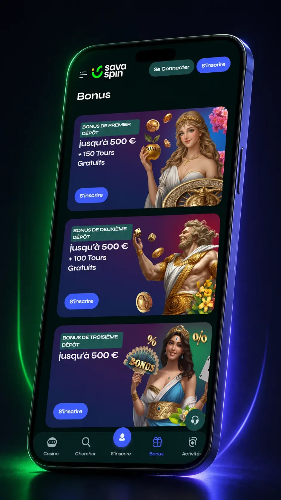 Bonus et navigation Savaspin Casino sur smartphone